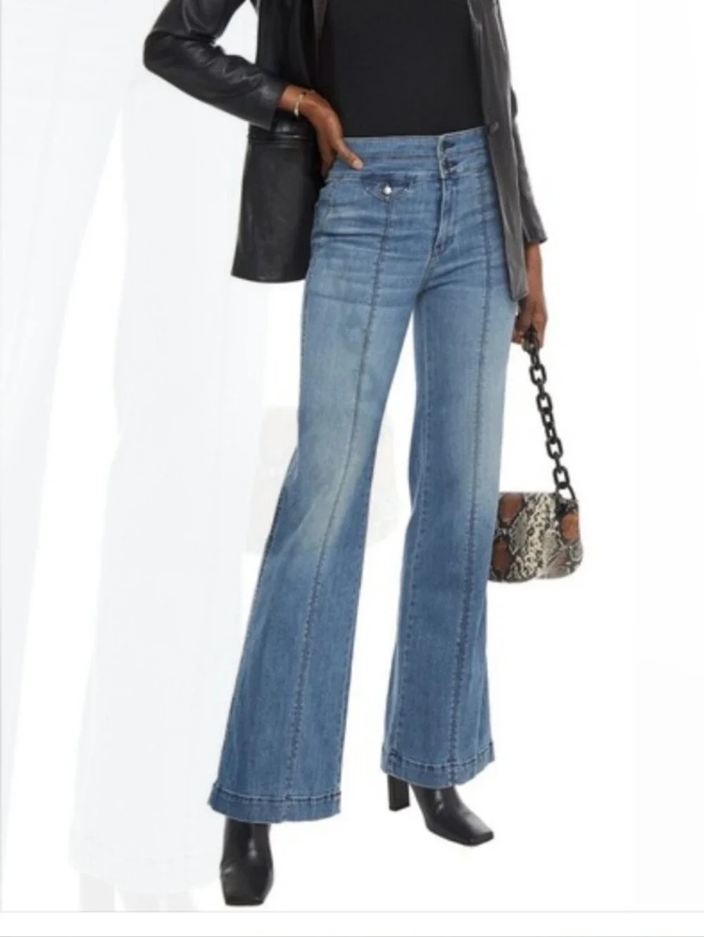 Veronica Beard Ember Wide Leg High Rise Medium Wash Flare Jeans 27/4 - Picture 14 of 14
